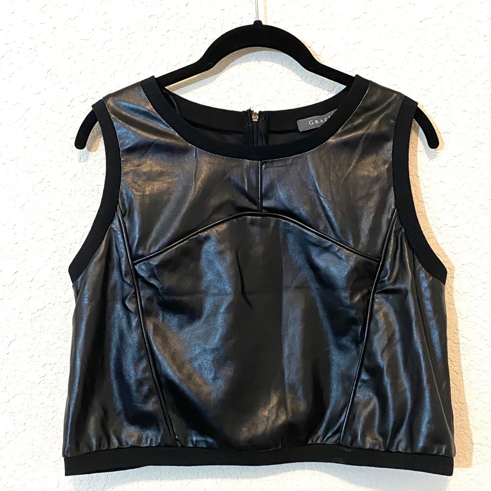 Gracia NWT Vegan Leather Crop Top